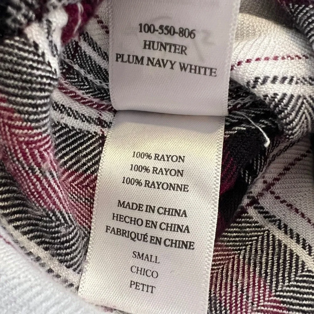Rails | Plaid‎ Plum Navy White Button Down Shirt Size Small Grunge Y2K Inspired
